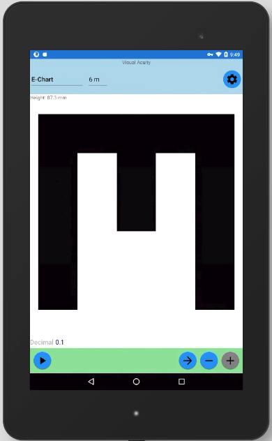 Tumbling E Chart on Google Nexus 7 with Android