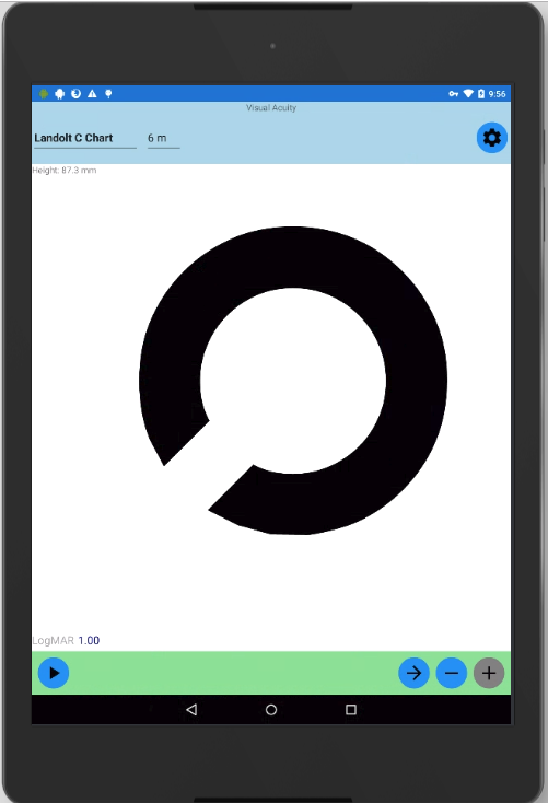Landolt C Chart on Nexus phone with Android