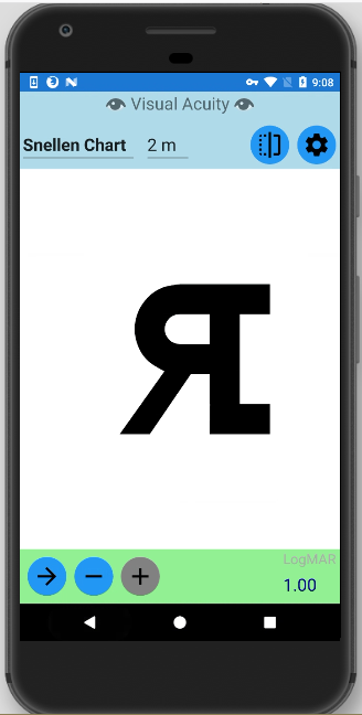 Snellen Chart mirror mode on Google Pixel