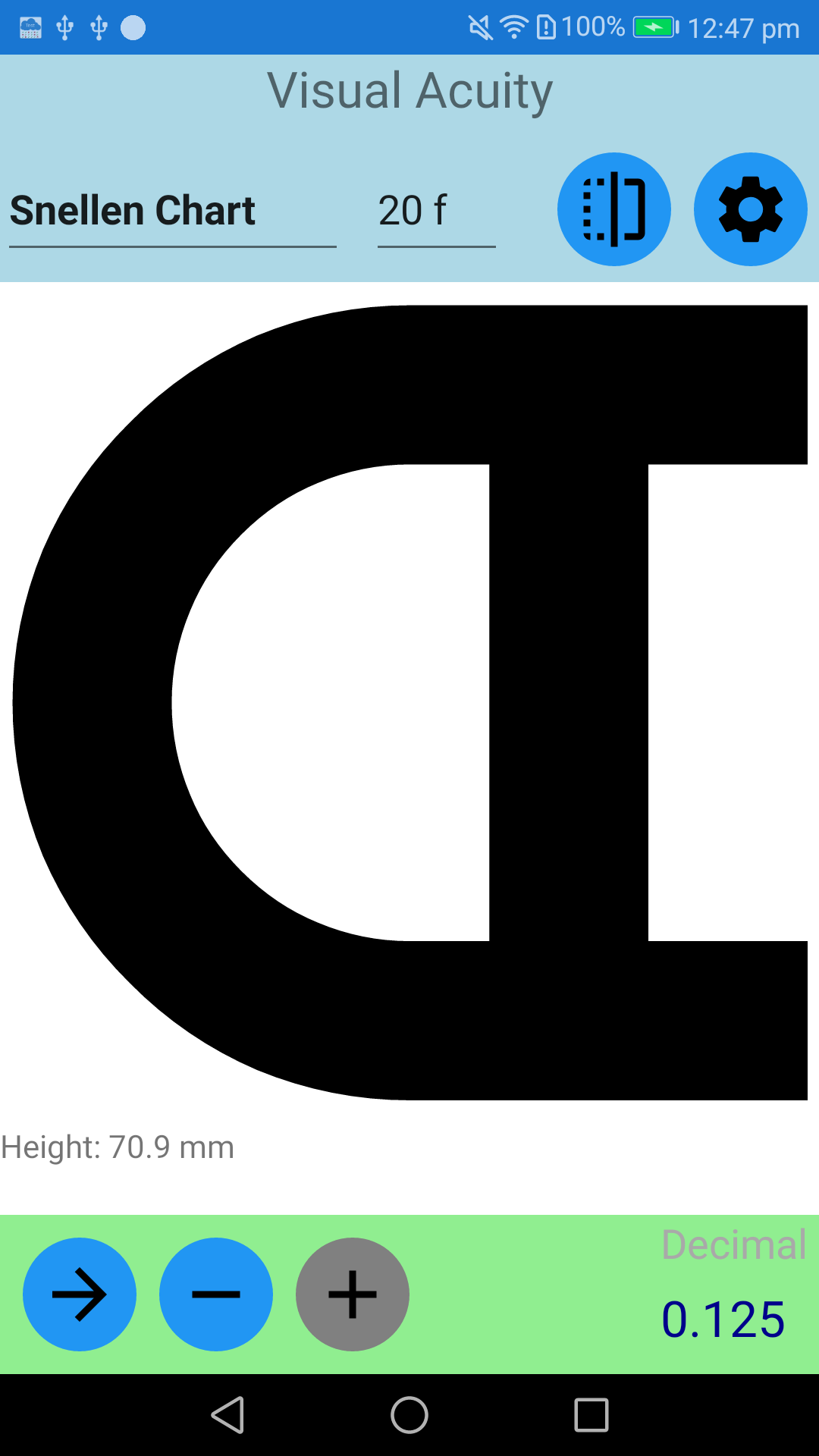 Snellen Chart Mirror mode on Mate 9