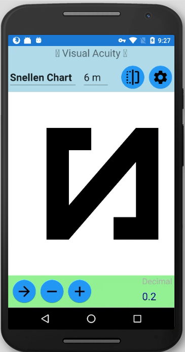 Snellen Chart on Android Motorola mobile phone