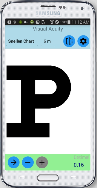 Snellen Chart on Samsung Galaxy S5
