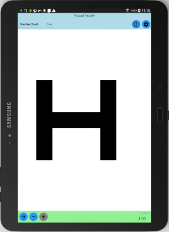Eye chart on Samsung Galaxy Tab4