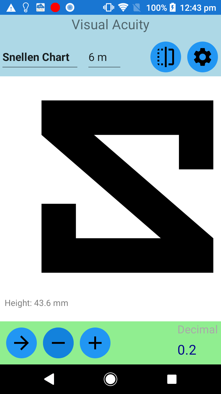 eye chart mirror mode on Sony Xperia XZ1 Compact