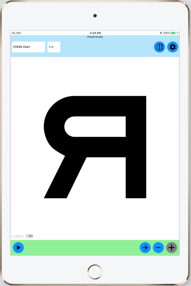 Snellen Chart on iPad Mini 4 with mirror mode