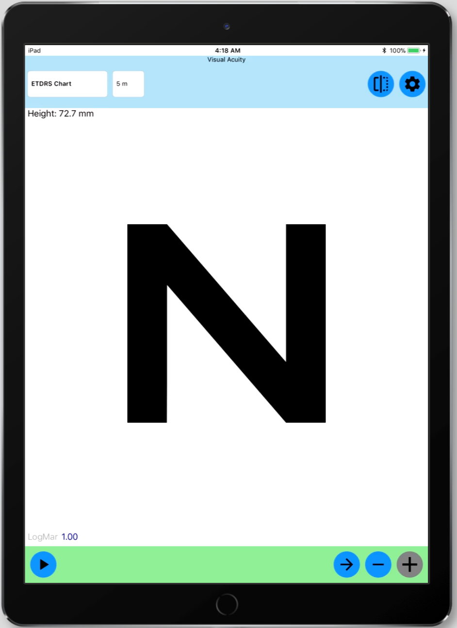 ETDRS chart on iPad Pro