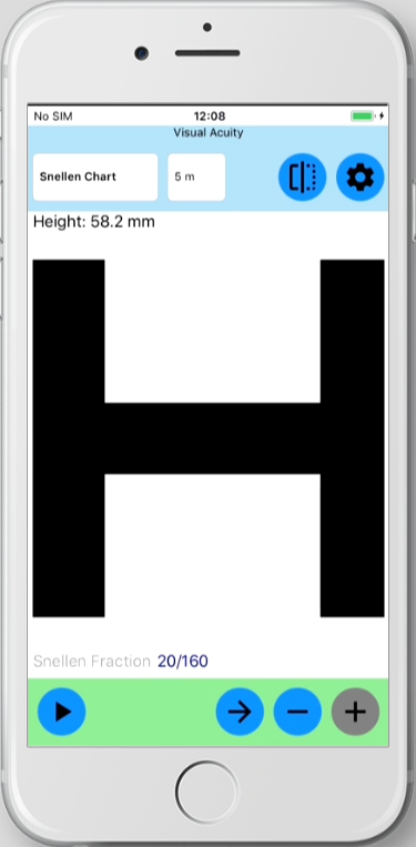 Snellen chart on iPhone 6